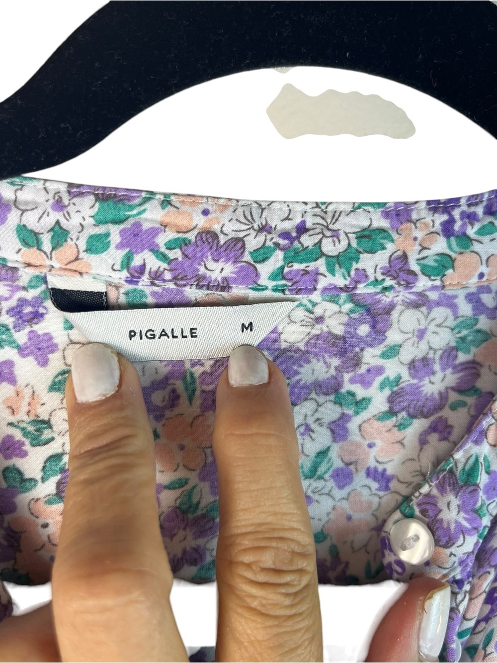 PIgalle Floral Button-Front Tiered Dress in Lavender Mix - Picture 6 of 7